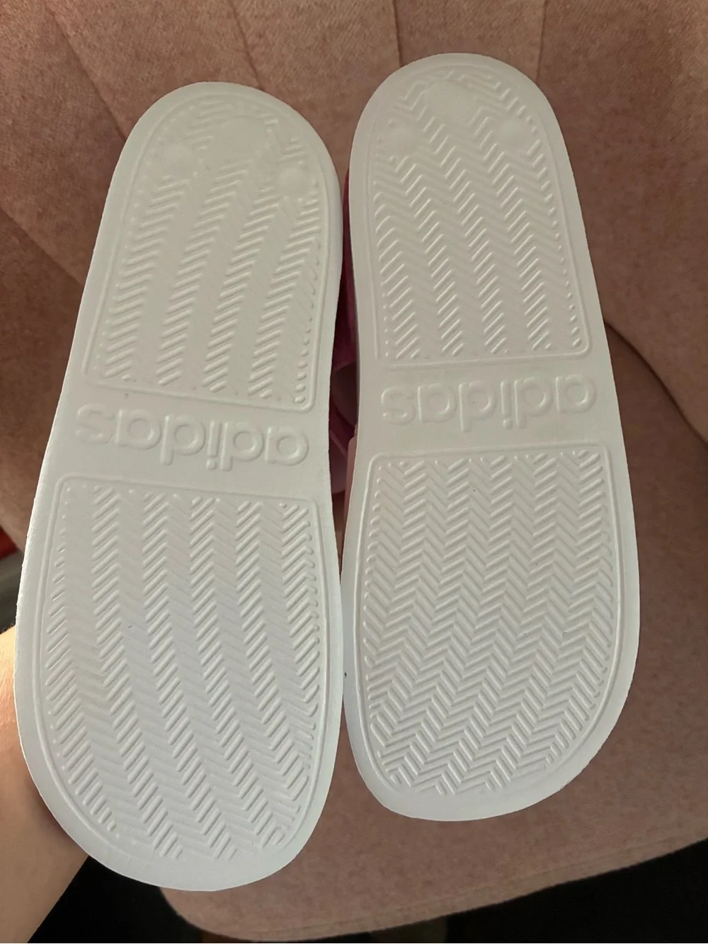 adidas Kids Pink and White Slide Sandals